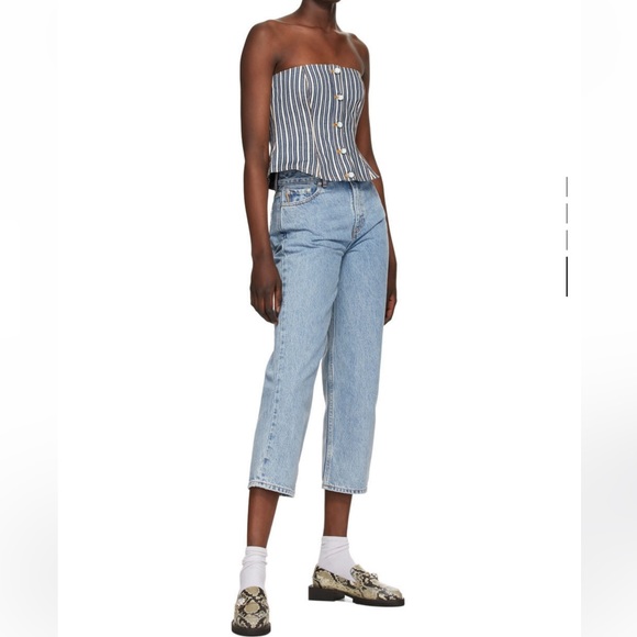 GANNI Indigo & White Denim Mixed Stripe Camisole Bustier top. - Picture 3 of 3